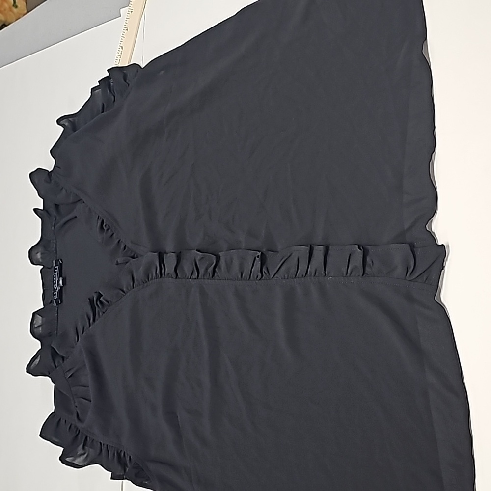 Eloquii Size 16 Black Sheer Ruffle Tank Top Blouse Workwear Layering